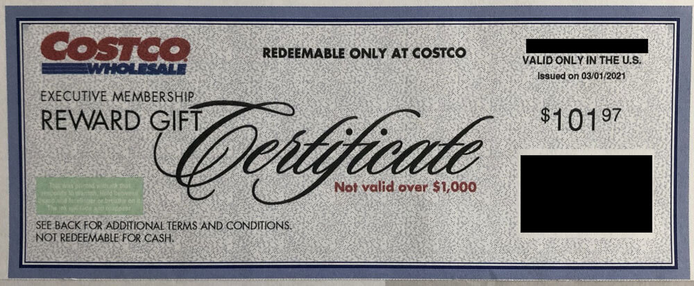 Citi Costco Reward Certificate Expired